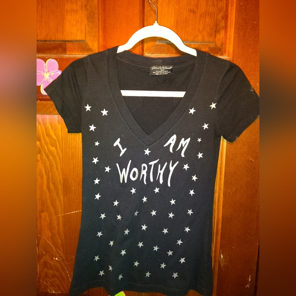 Sabina Black Tee with White Stars